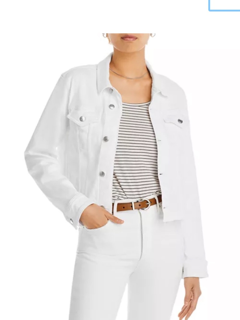7 For All Mankind Classic Trucker White Denim Jacket, size medium